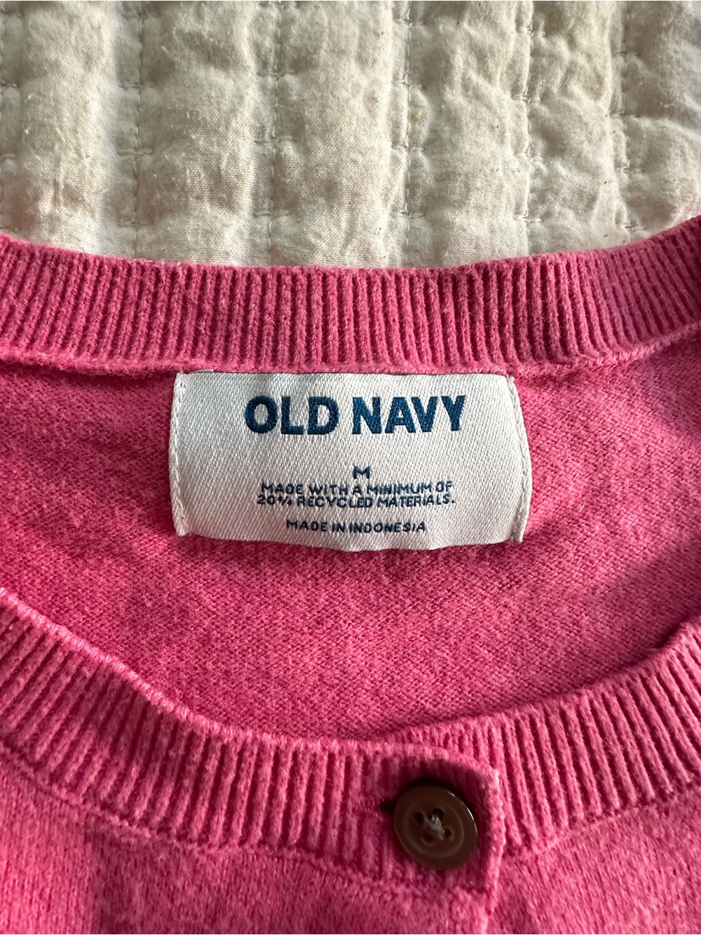 Old Navy Bright Pink Men's Button-Up Cardigan - Picture 3 of 3